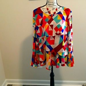 V Cristina Colorful Geometric Blouse